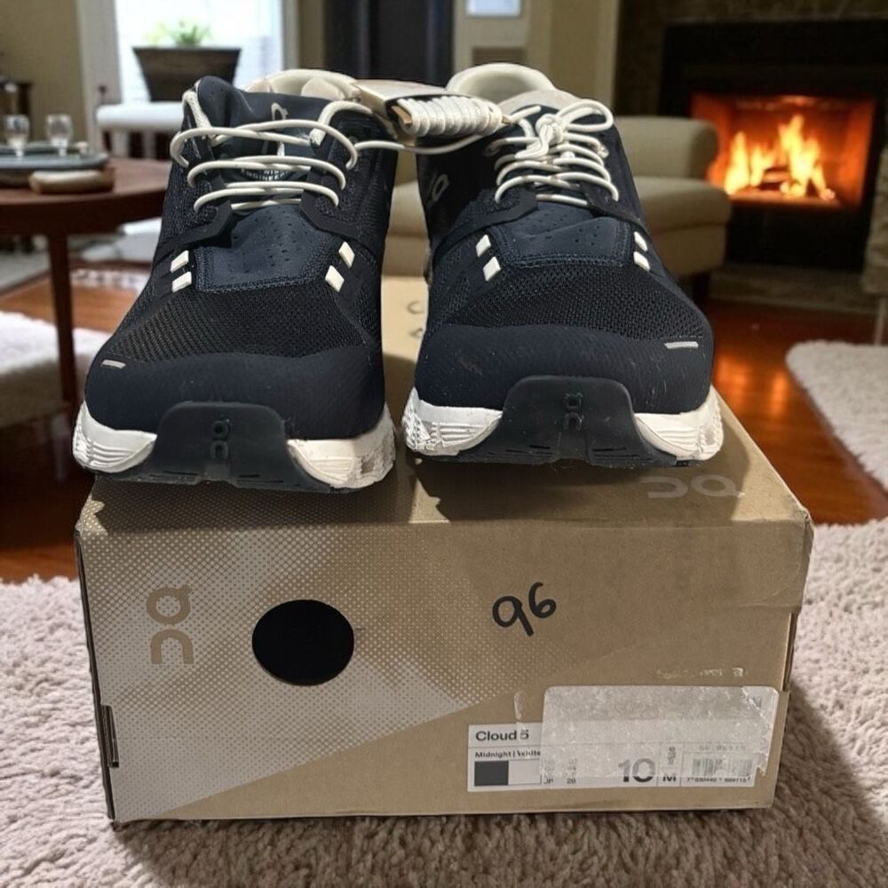 On CLOUD 5 Men's Running Shoes Midnight White Mens 10 - Picture 2 of 6